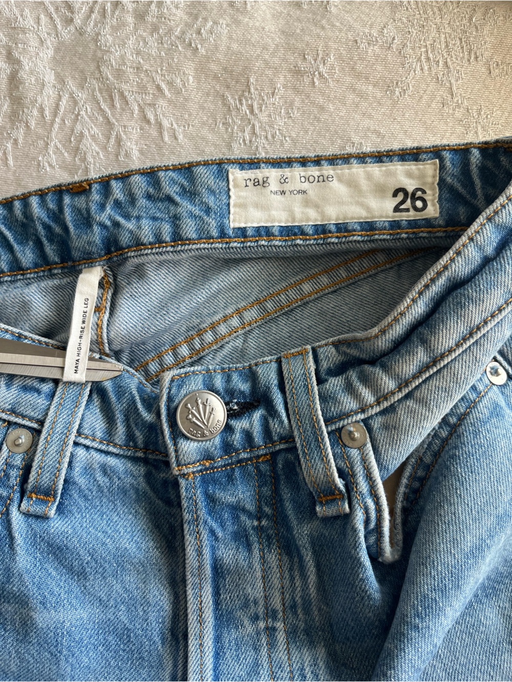 Rag & Bone Maya Faded High Rise Wide Leg Jeans Denim - Picture 6 of 11